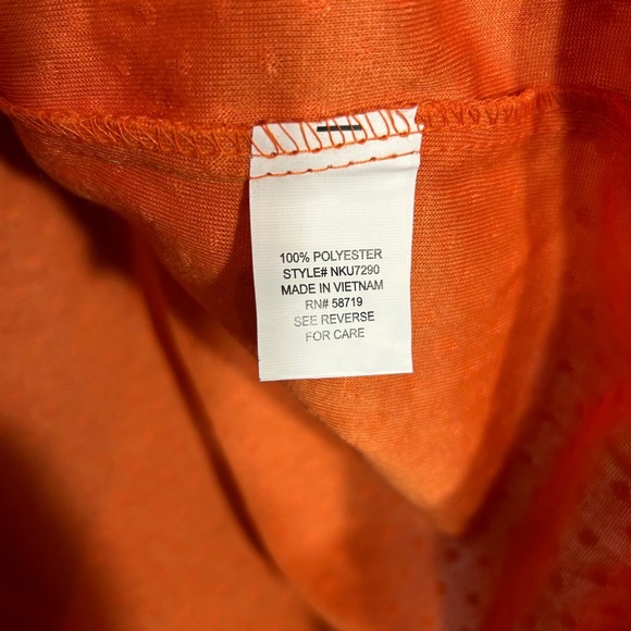 NY Collection Tunic Blouse Roll-Tab Sleeve Textured Button Up Orange 1X - Picture 6 of 6